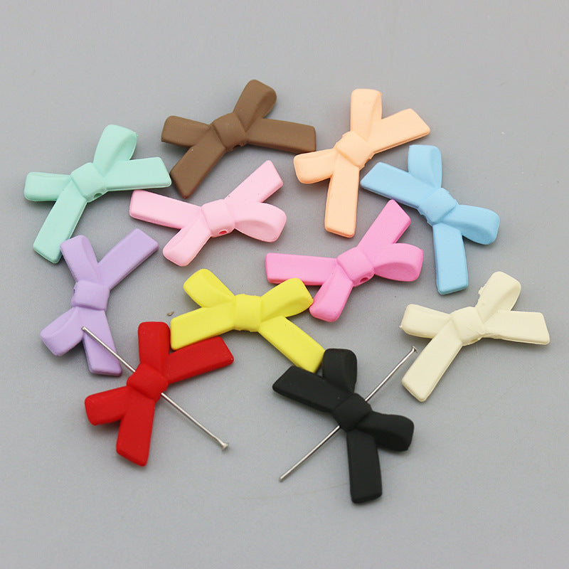 Rubberized Spray Painted Cross Acrylic Beads 34x21mm Matte Mixed Colors 20pcs 2