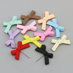 Rubberized Spray Painted Cross Acrylic Beads 34x21mm Matte Mixed Colors 20pcs 2