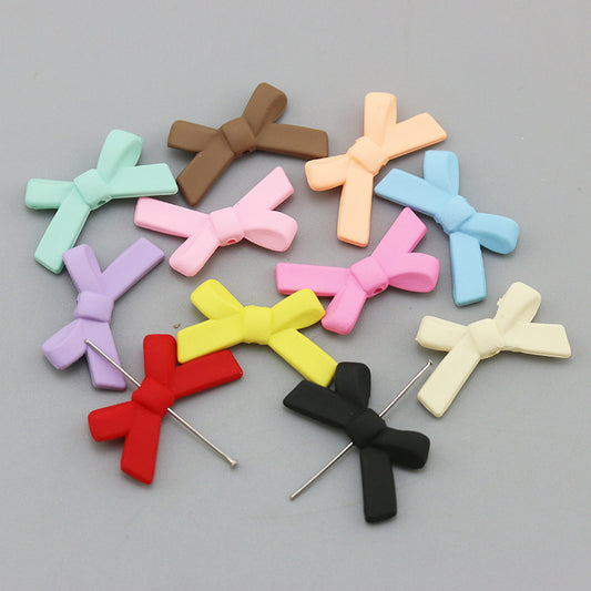 Rubberized Spray Painted Cross Acrylic Beads 34x21mm Matte Mixed Colors 20pcs 2