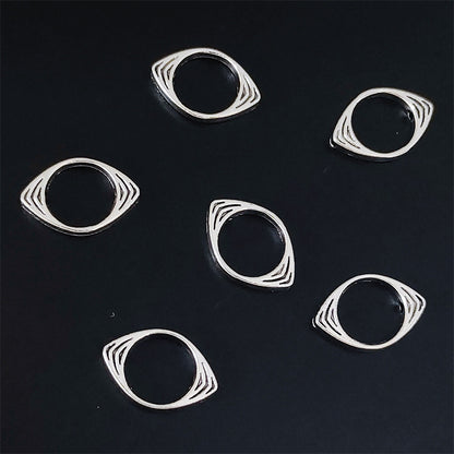 Bead Frame Metal Beads 14mm Oval Evil Eye Bright Silver Tone 100pcs 3