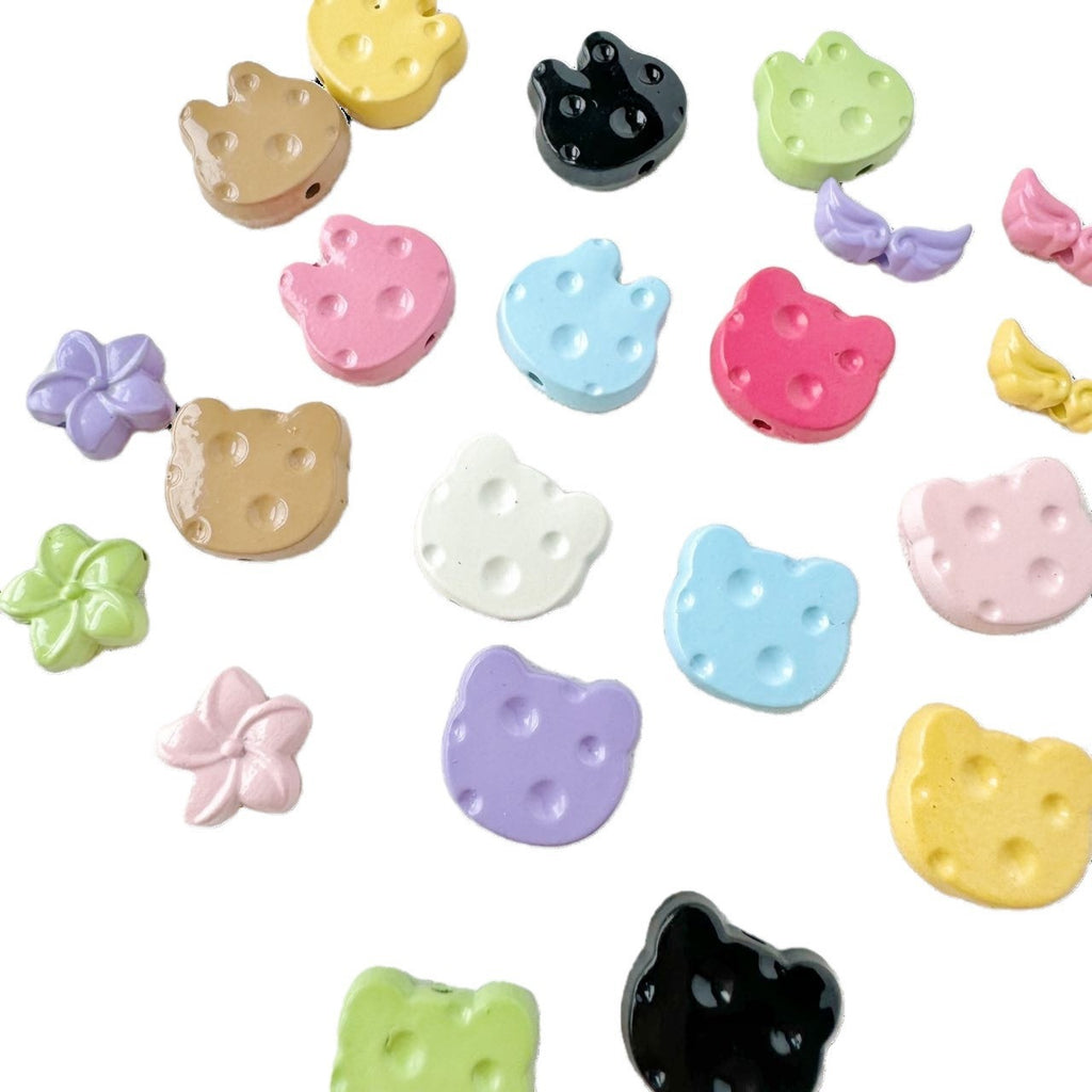Baking Painted Cheese Animal Metal Beads Whimsical Pastel Colors 20pcs 5