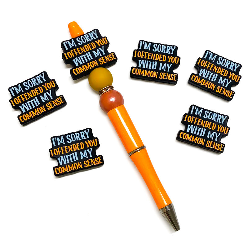 Silicone Focal Beads Alphabet Quotations Multi Line Bold Text 20pcs 4
