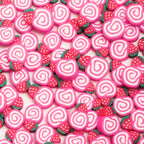 Flat Clay Beads 11mm Strawberry Cake Pink Swirl 100pcs