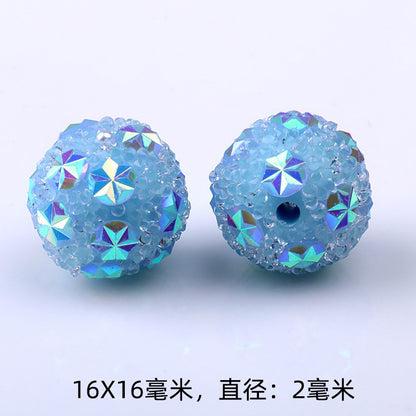 Rhinestone Bubblegum Beads 16mm Macaron Colored Holographic 1pc 10