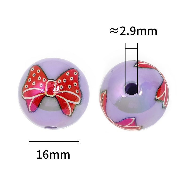 Transparent Bow Printed Acrylic Beads 16mm Glossy Floating 50pcs 3