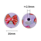 Transparent Bow Printed Acrylic Beads 16mm Glossy Floating 50pcs 3