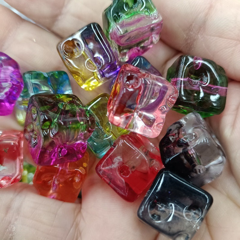 Transparent Gradient Cheese Acrylic Square Beads 14mm 100pcs 2