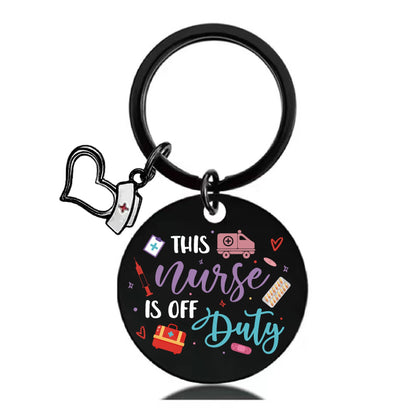 Stainless Steel Nurse Nursing Heart Cap Charm Color Printing Keychain 24