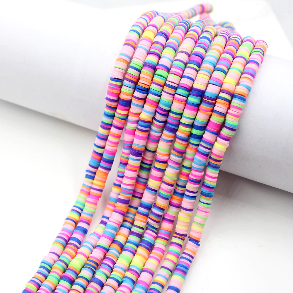Flat Clay Beads 6mm Colorful Polymer Spacer Disc 10strands 47