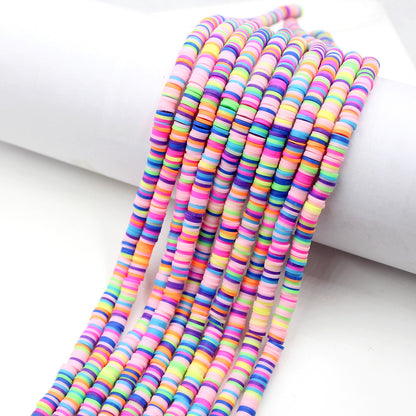 Flat Clay Beads 6mm Colorful Polymer Spacer Disc 10strands 47