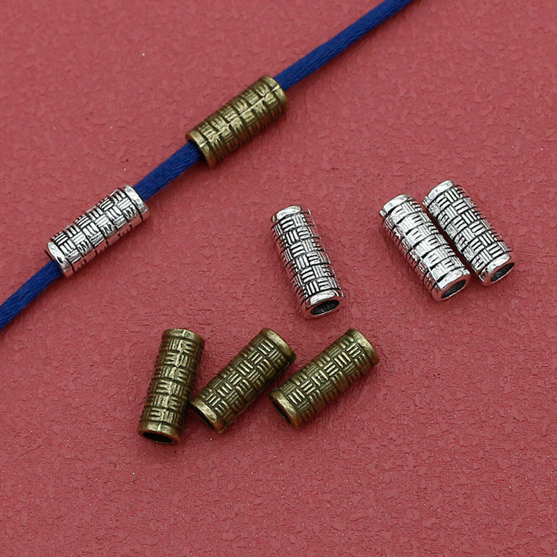 Tube Metal Beads 13mm Tibetan Imitation Braided Pattern Alloy 1pc