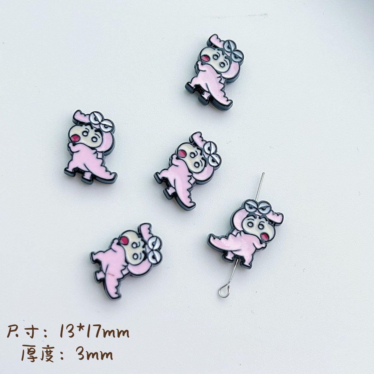 Painted Alloy Metal Beads Baking Shin-Chan Himawari Nohara Series 10pcs 8