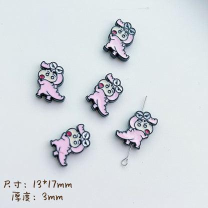 Painted Alloy Metal Beads Baking Shin-Chan Himawari Nohara Series 10pcs 8