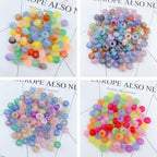 Acrylic Flat Round Spacer Beads 14mm Large Hole Dual Color Crackle 60pcs