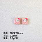 Cartoon Square Resin Beads 20mm Glossy Colorful 10pcs 6