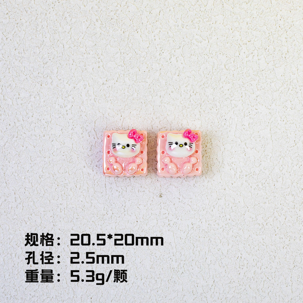 Cartoon Square Resin Beads 20mm Glossy Colorful 10pcs 6