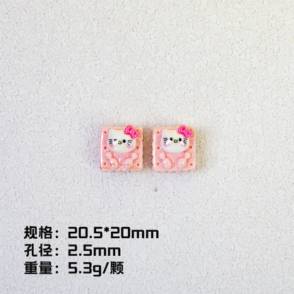 Cartoon Square Resin Beads 20mm Glossy Colorful 10pcs 6