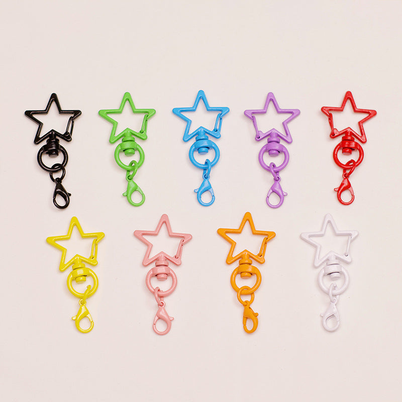 Zinc Alloy Star Keychain Buckles with Mini Lobster Clasps 5cm 20pcs 6