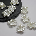Imitation Pearl Irregular Five Petal Flower Acrylic Beads 24mm 50pcs