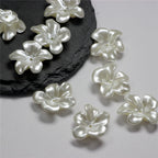 Imitation Pearl Irregular Five Petal Flower Acrylic Beads 24mm 50pcs