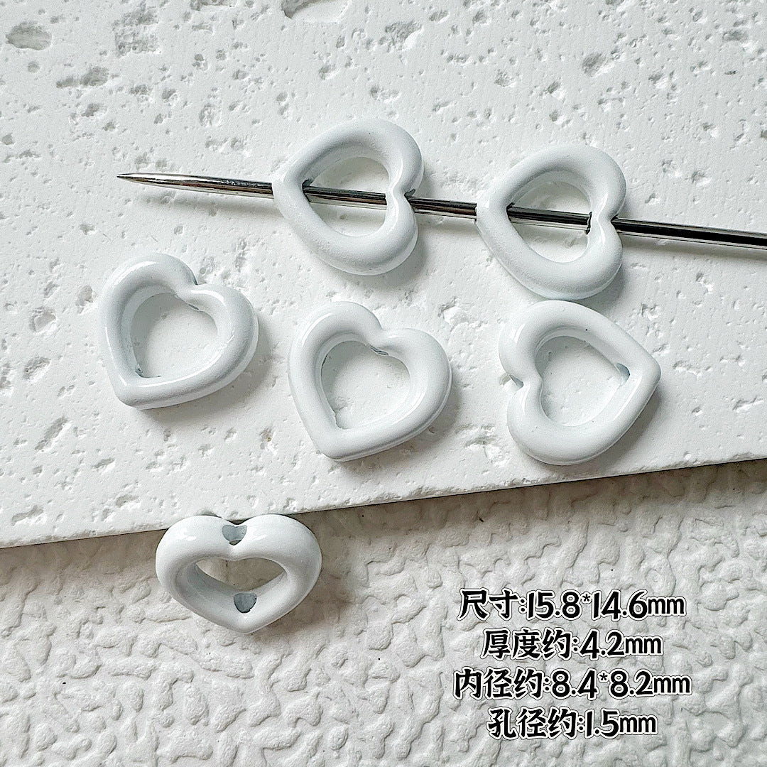 Heart Circle Floral Metal Beads Painted Solid Color Bulk 20pcs 22