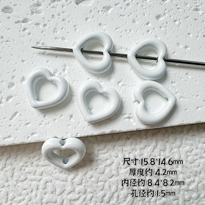 Heart Circle Floral Metal Beads Painted Solid Color Bulk 20pcs 22