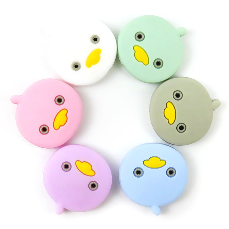 Silicone Focal Beads Duck Smiling Face Pastel Colors 20pcs