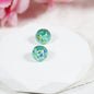 Lampwork Glass Beads Round 10/12mm Floral Silver Foil Filled 10pcs 12