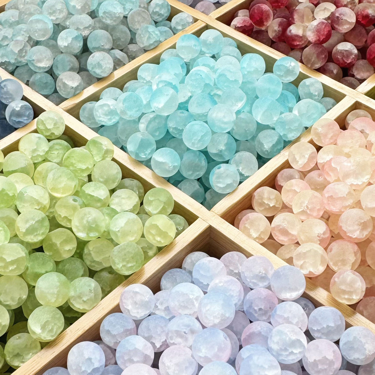 Frosted Round Glass Beads 10mm Jade Crushed Texture 30pcs