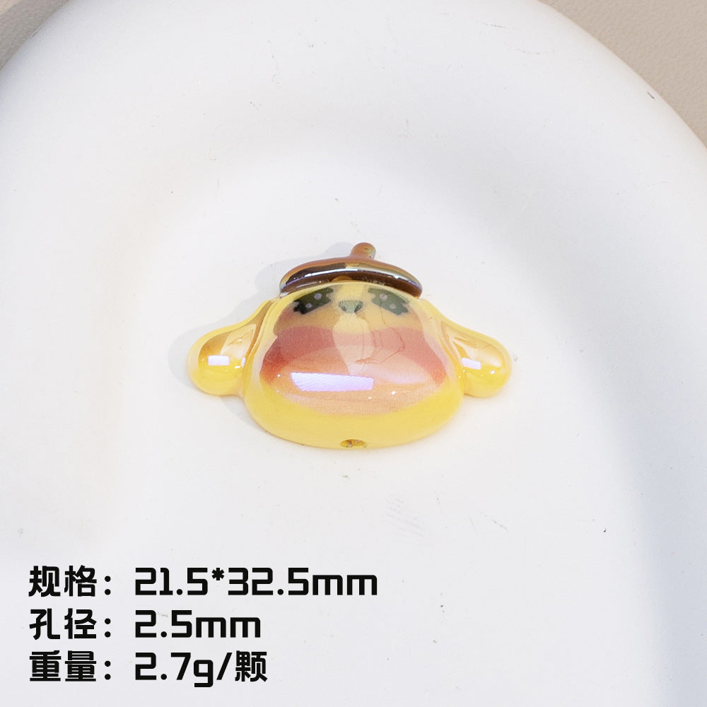 Plating Resin Character Beads Glossy Pastel Tones Big Mouth 10pcs 12