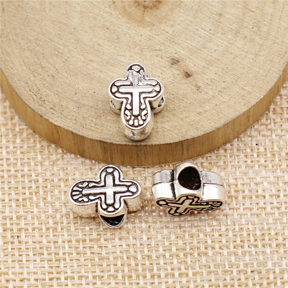 Round-Angle Cross Metal Beads 14mm Vintage Antique Silver Tone 20pcs 2