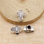 Round-Angle Cross Metal Beads 14mm Vintage Antique Silver Tone 20pcs 2