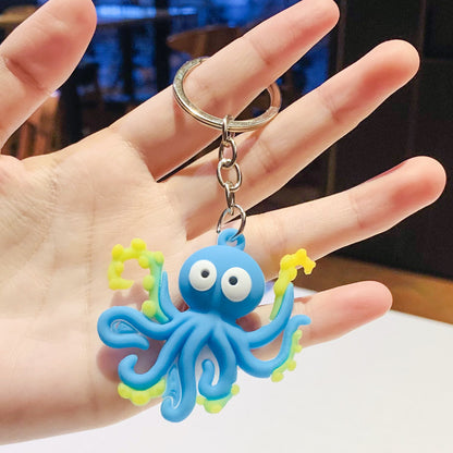 PVC Octopus Keychain Marine Animal Neon Tentacles Design 7