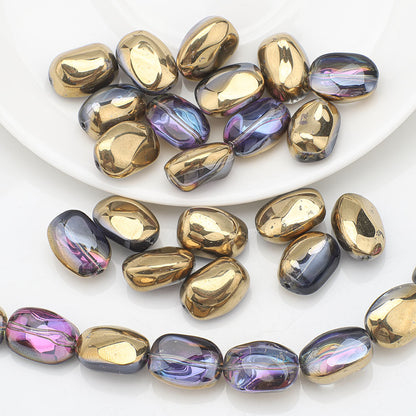Electroplated Irregular Stone Glass Beads 11x15mm Multicolor 40pcs 13