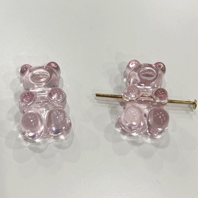 Clear Candy Colored Teddy Bear Acrylic Beads 12x18mm 10pcs 23