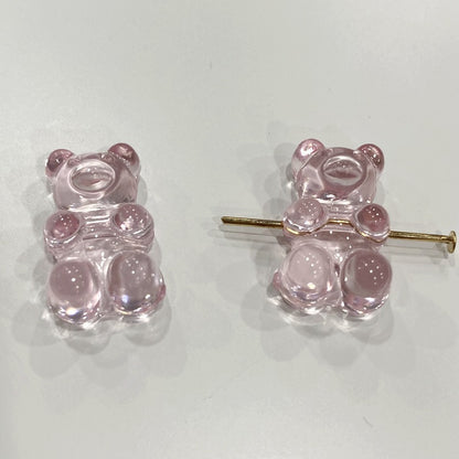 Clear Candy Colored Teddy Bear Acrylic Beads 12x18mm 10pcs 23