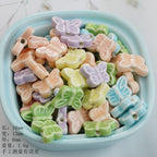 Colorful Butterfly Ceramic Beads 18mm Pastel Glazed 10pcs 3