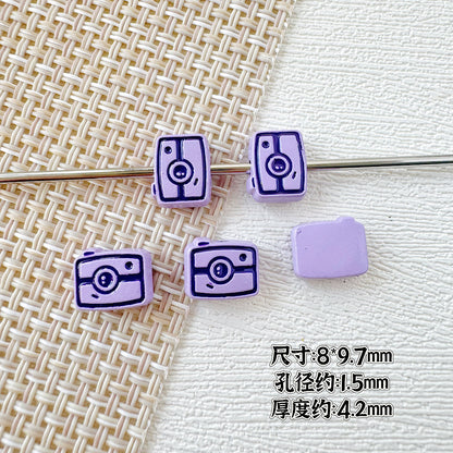 Camera Milk Carton Painted Metal Beads Glossy Enamel 20pcs 10