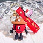 Soft Rubber Bad Bunny Keychain Colorful Heart Character Charm 5