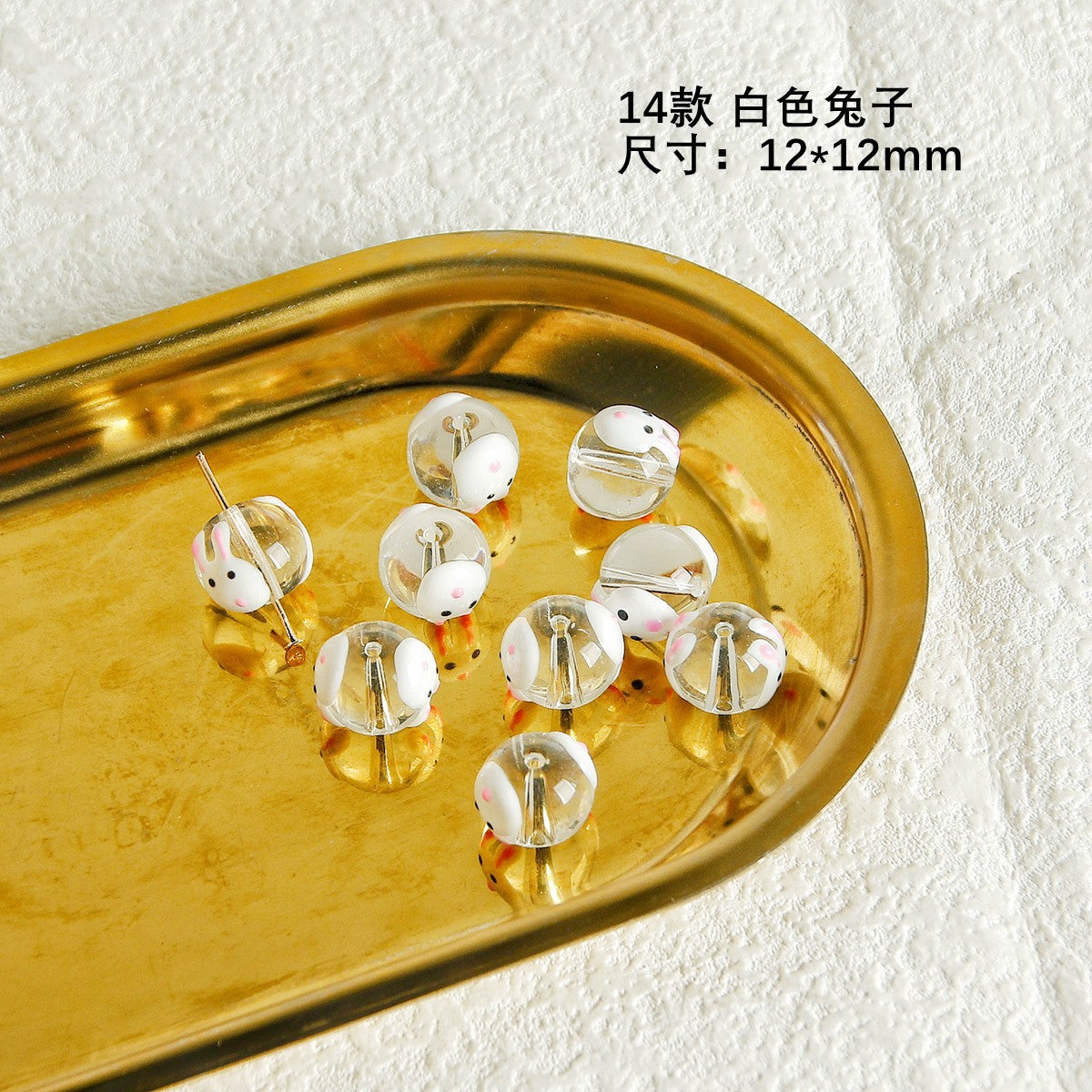 Hand Painted Transparent Glass Beads 12-14mm Christmas Series 1pc 7