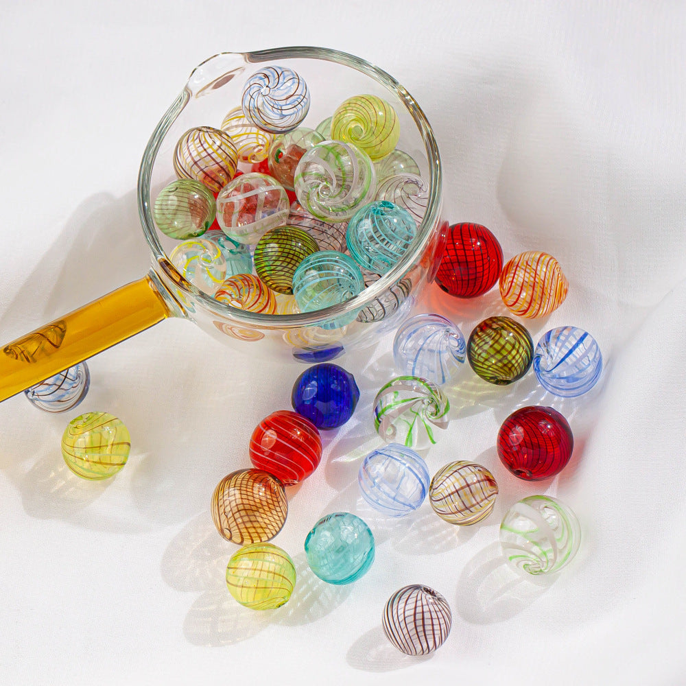 Swirl Pattern Blown Glass Beads 10-16mm Colorful Translucent 4pcs