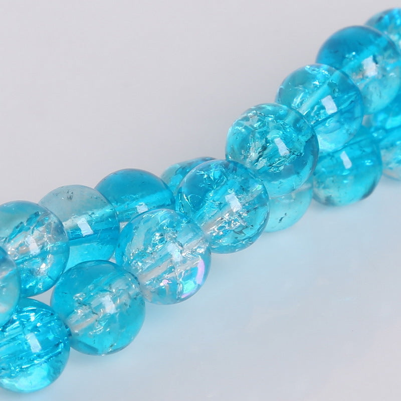 Crackle Round Glass Beads 8mm Glossy Fractured Texture Mixed Colors 50pcs 5