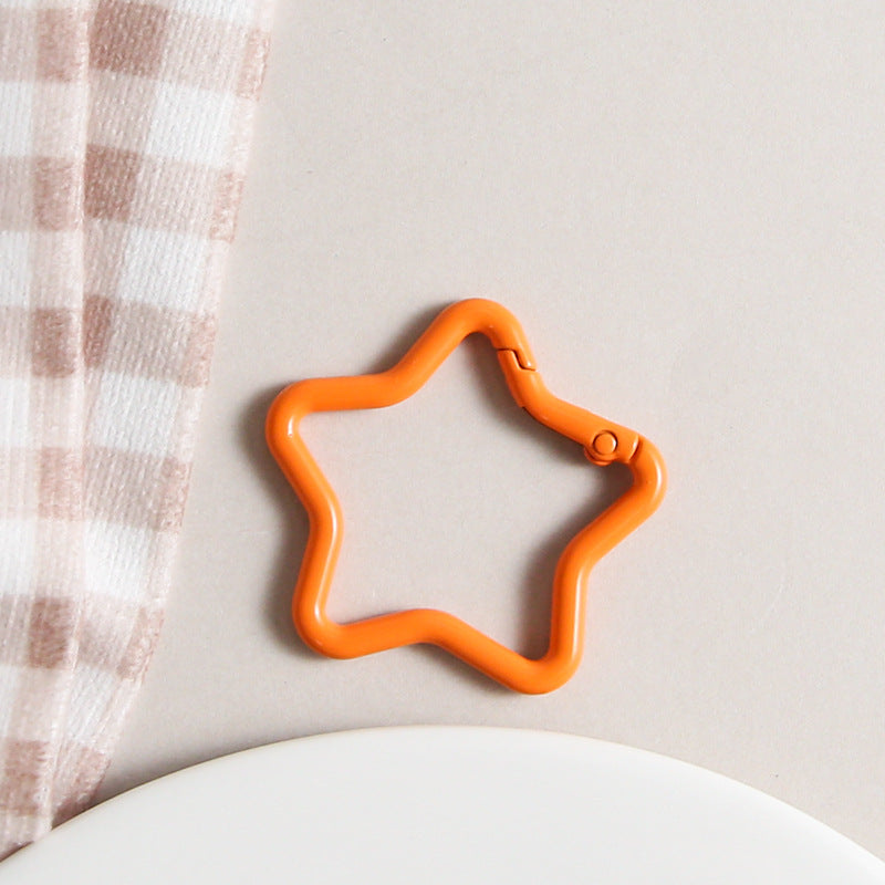 Zinc Alloy Star Trigger Spring Key Rings 41mm Baking Painted 6pcs 13