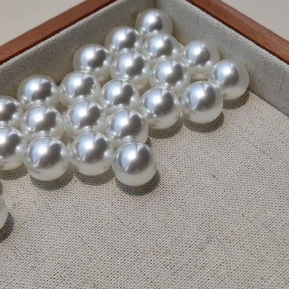 Pearl Round Glass Beads 8-16mm White Imitation 5pcs