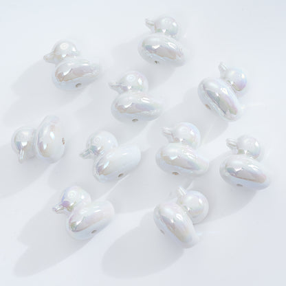Plating Duck Acrylic Beads 22mm Glossy Iridescent 10pcs 6