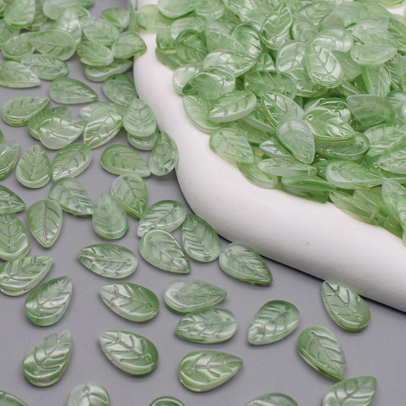 Vintage Czech Glass Leaf Glass Beads 11x18mm 100pcs 14