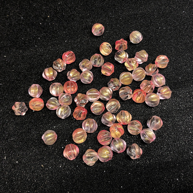 Czech Glass Beads Pumpkin 8mm Pastel Glow Grooved 100pcs 9
