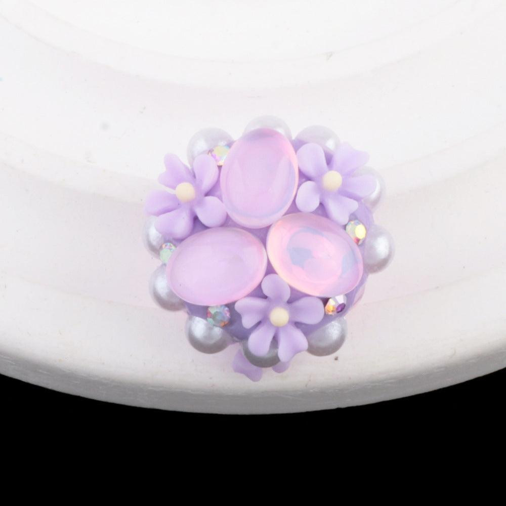 Cat Eye Bubblegum Beads 16mm Triple Flower Cluster Pastel 6pcs 6