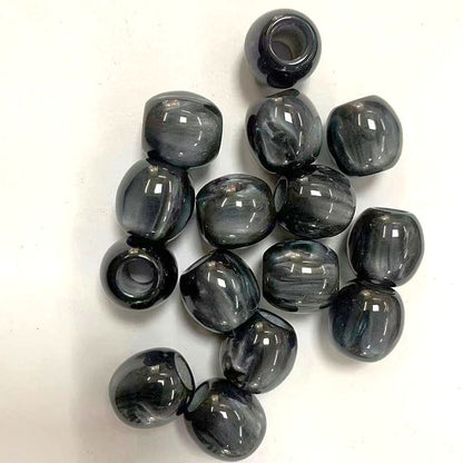 Fluid Glitter Resin Barrel Beads 12mm Natural Shimmer Large Hole 100pcs 11