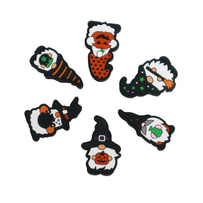 Silicone Focal Beads Halloween Dwarf Pumpkin Holding Brooms 20pcs 4